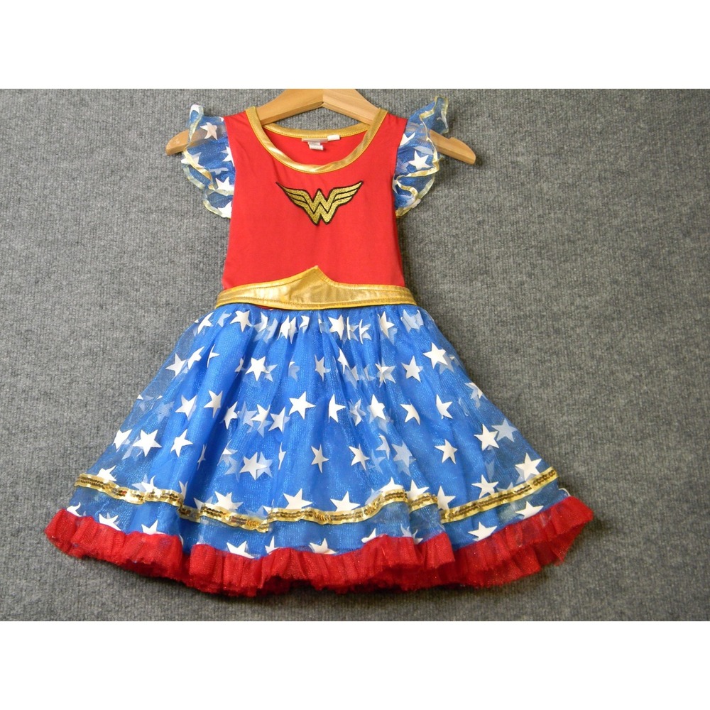 DC Comics Wonder Woman Girls Costume Dress Child S Red Blue Gold Halloween